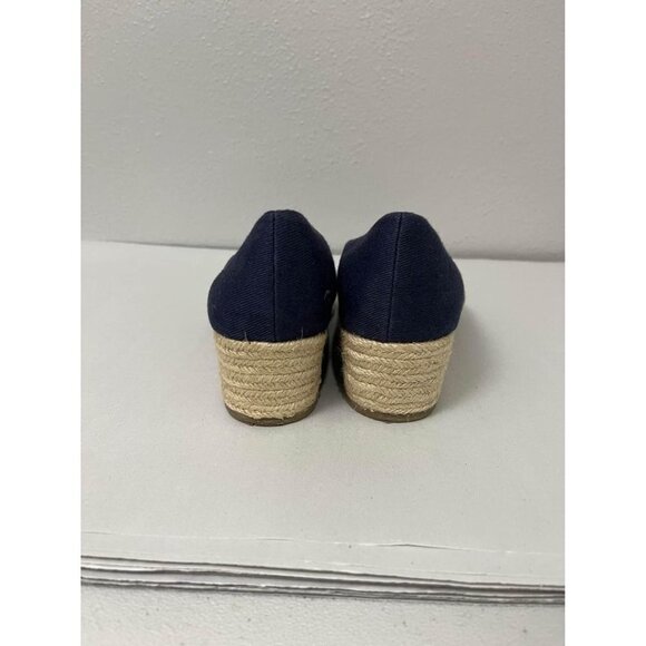 Life Stride sola wedge open toe fabric upper shoes navy blue size 7 - Picture 4 of 8